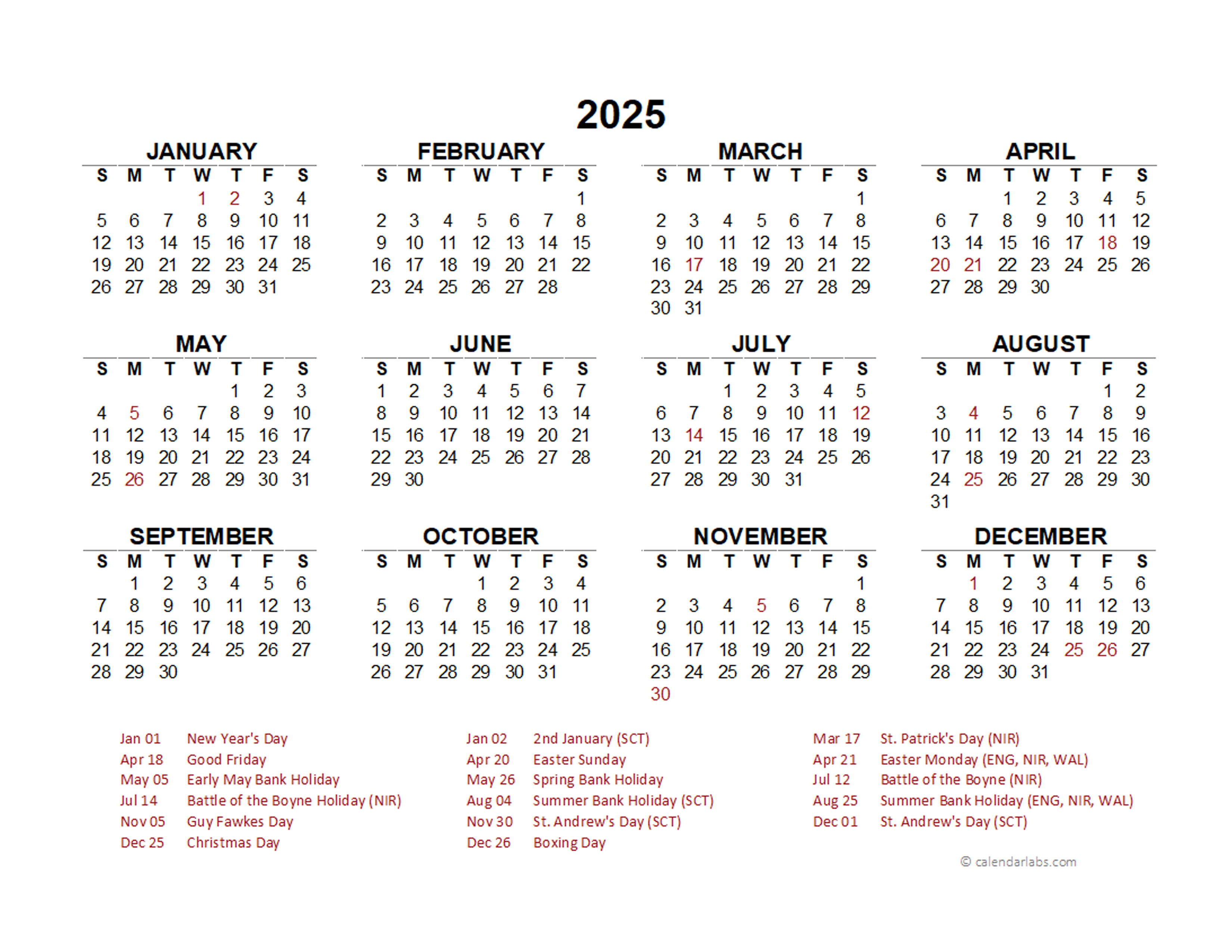 2025 Calendar Uk With Bank Holidays 2025 Charla Kelila