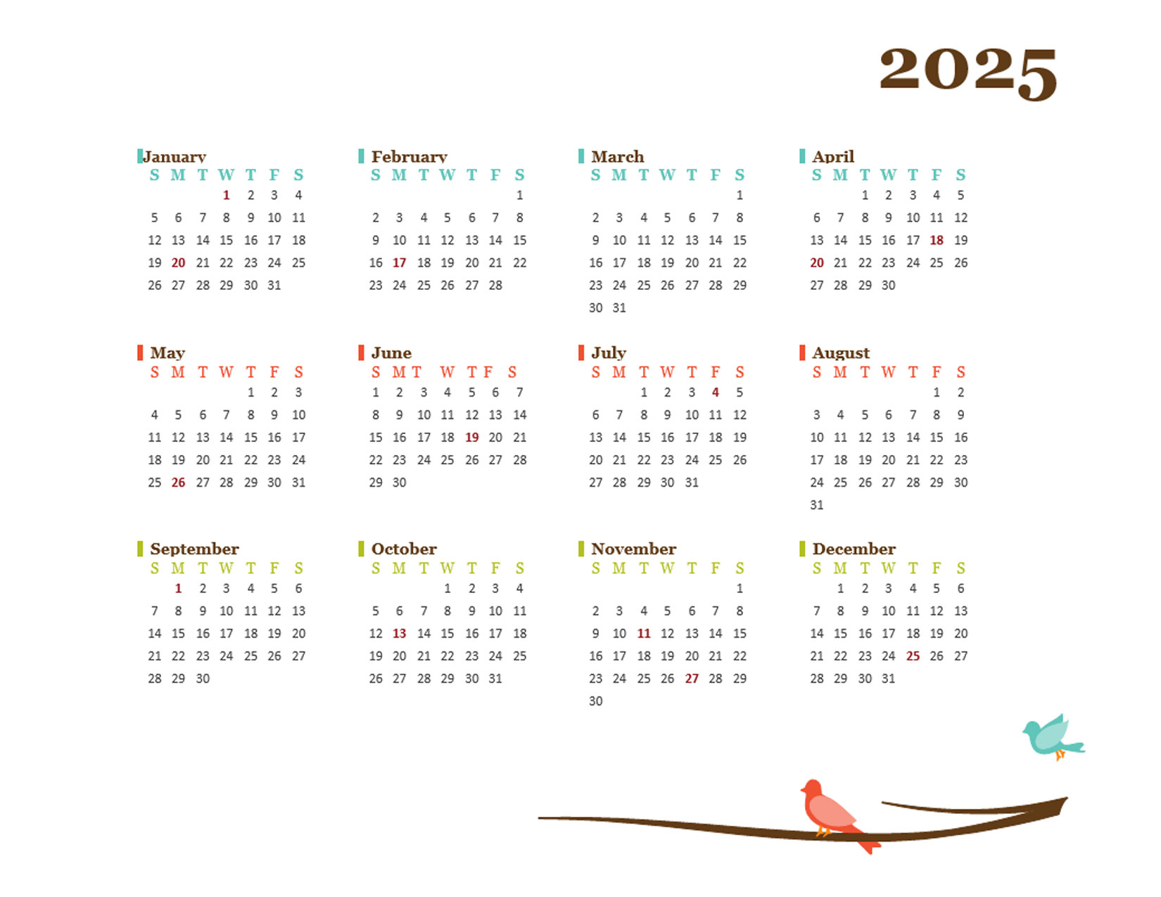 2025 Yearly Editable Word Calendar Template Free Printable Templates