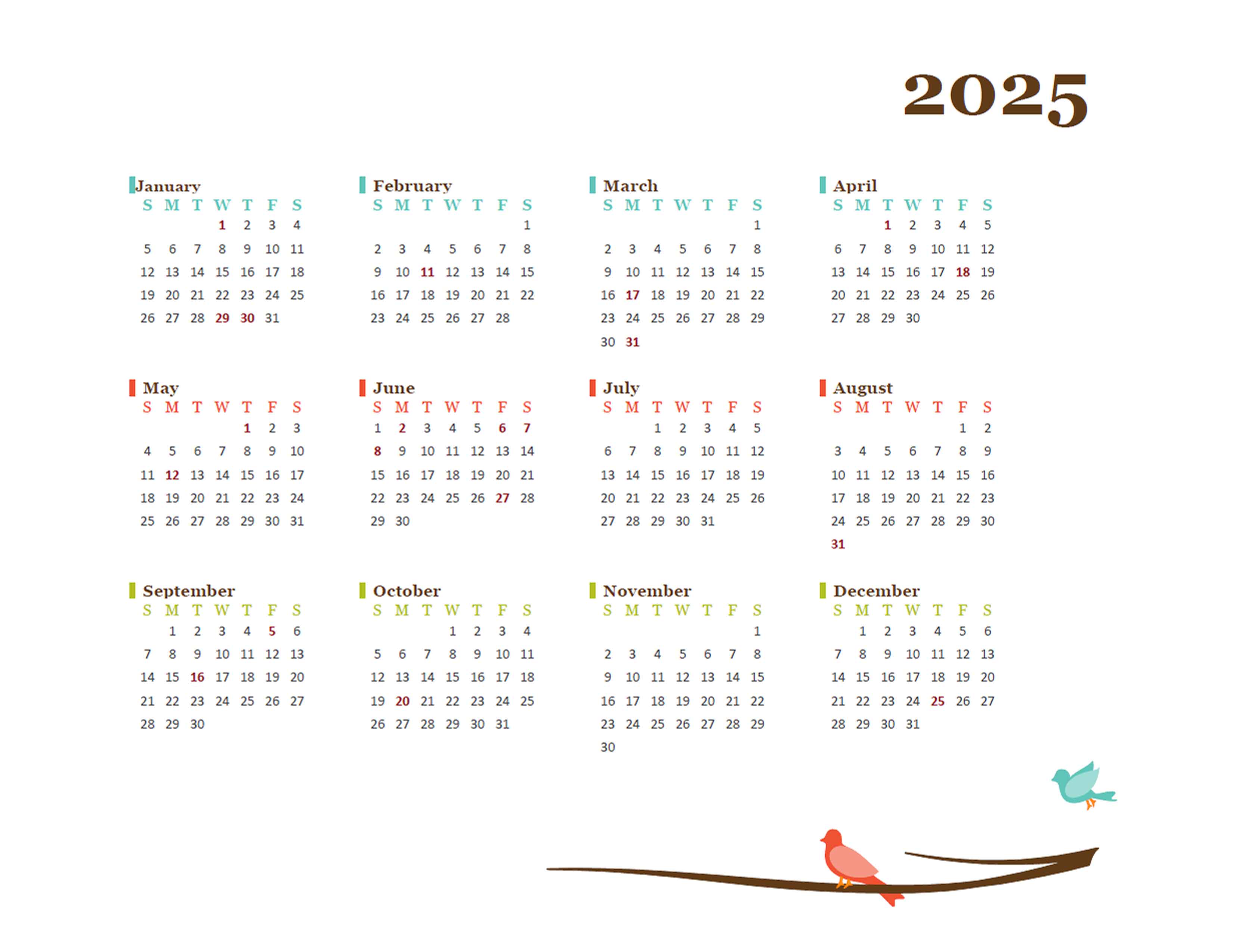 2025 Yearly Malaysia Calendar Design Template Free Printable Templates