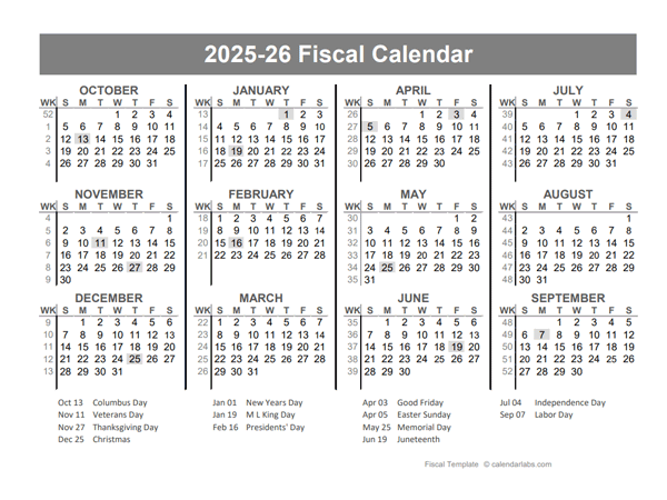 2025 2026 Fiscal Year Quarters Template Free Printable Templates