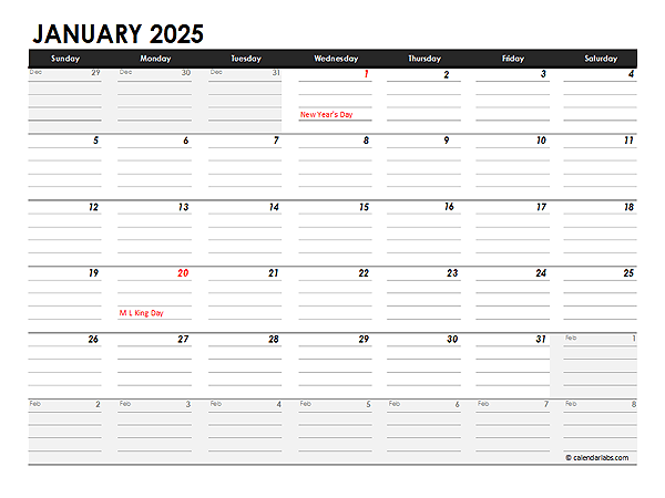 2025 Blank Mac Numbers Calendar