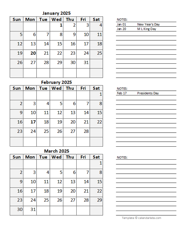 2025 Blank Printable Calendar Free Printable Templates