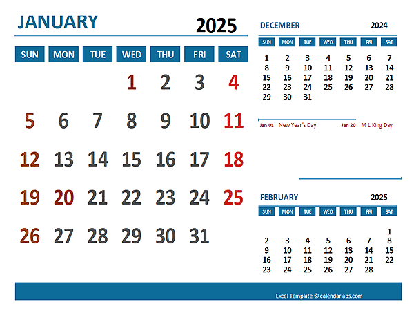 2025 Excel Calendar With Holidays Free Printable Templates