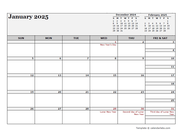 2025 Hong Kong Calendar For Vacation Tracking