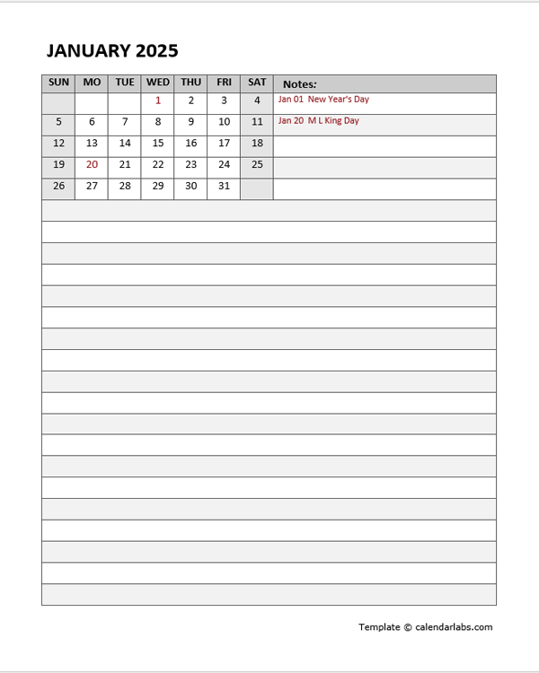 2025 Monthly Pages Planner Template