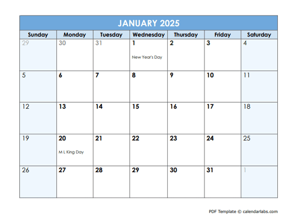 2025 Monthly PDF Calendar To Print Free Printable Templates