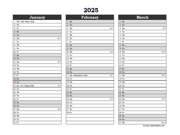 2025 Printable Apple Numbers Holiday Calendar