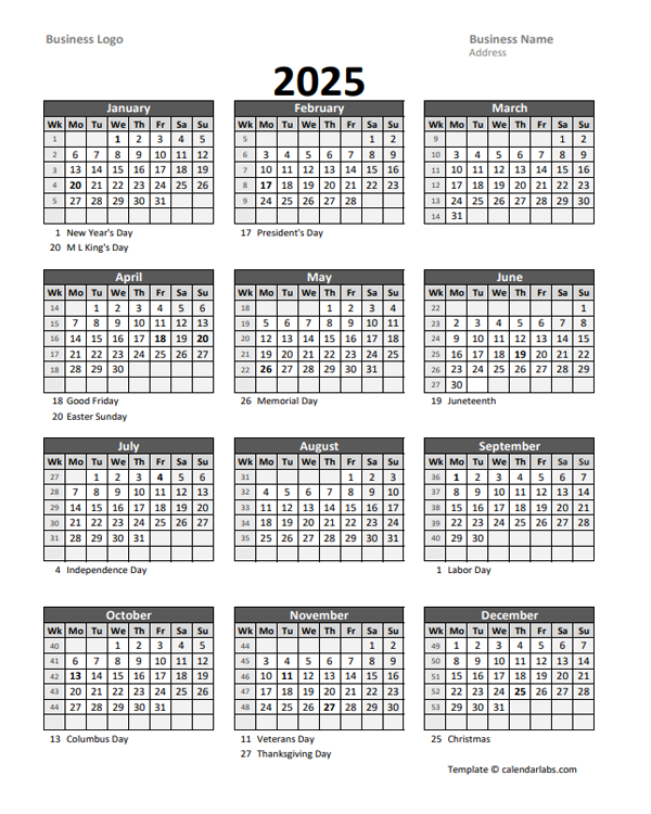 2025 Work Week Calendar Printable Version Irita Leonore