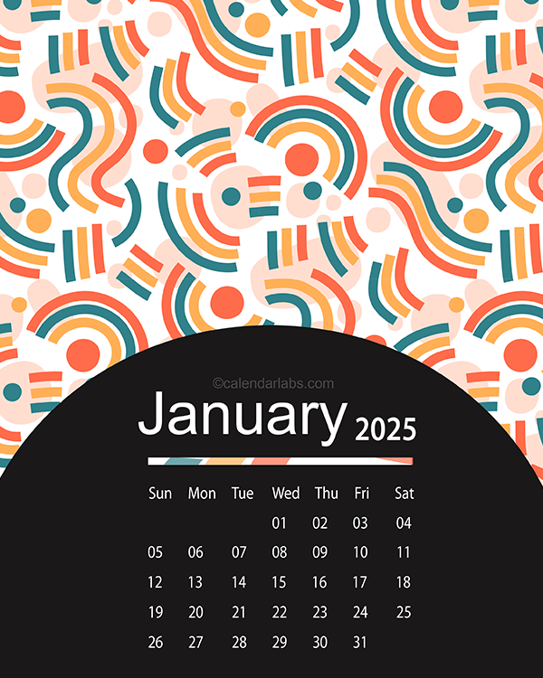 Cute Festive Season 2025 Pattern Calendar Free Printable Templates