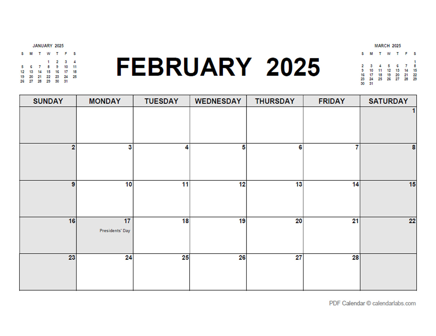 February 2025 Printable Calendar