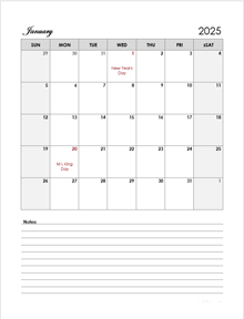 2025 Apple Pages Calendar Template