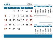 April 2025 Excel Calendar with Holidays