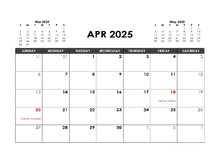 April 2025 Calendar Free Printable