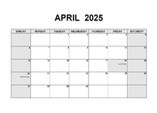 April 2025 PDF Calendar