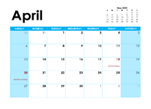 April 2025 Calendar with Holidays