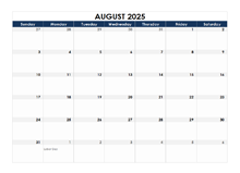 August 2025 Blank Calendar