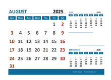 August 2025 Excel Calendar with Holidays