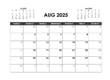 August 2025 Calendar Free Printable