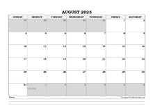 August 2025 Planner Excel