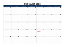 December 2025 Blank Calendar