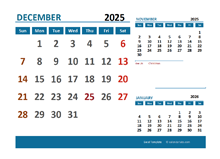 December 2025 Excel Calendar with Holidays