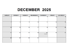 December 2025 PDF Calendar