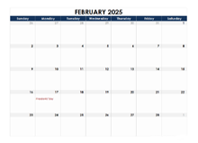 February 2025 Blank Calendar