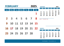 February 2025 Excel Calendar with Holidays