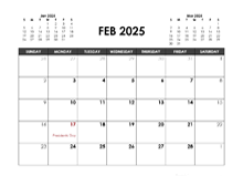 February 2025 Calendar Free Printable