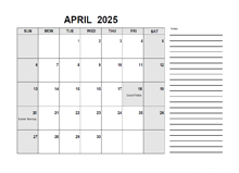 Free Printable April 2025 Calendar PDF