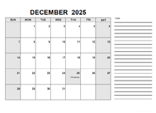 Free Printable December 2025 Calendar PDF