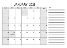 Free Printable January 2025 Calendar PDF