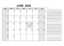 Free Printable June 2025 Calendar PDF