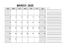 Free Printable March 2025 Calendar PDF