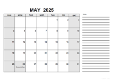 Free Printable May 2025 Calendar PDF