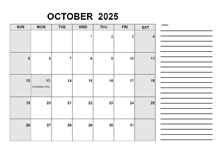 Free Printable October 2025 Calendar PDF