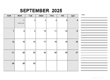 Free Printable September 2025 Calendar PDF