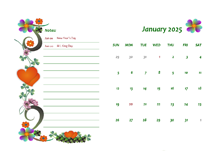 January 2025 Calendar Dates