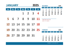 January 2025 Excel Calendar with Holidays