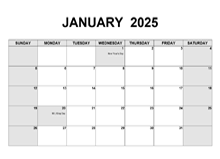 January 2025 PDF Calendar