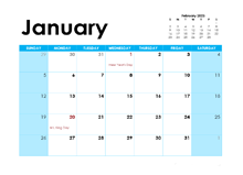 January 2025 Calendar with Holidays