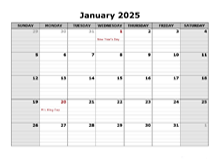 January 2025 Calendar Word