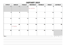 January 2025 Planner Excel