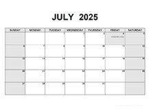 July 2025 PDF Calendar