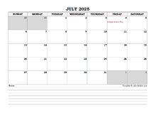 July 2025 Planner Excel