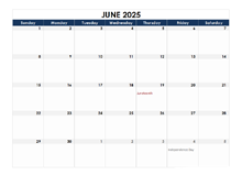 June 2025 Blank Calendar