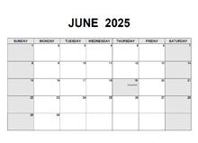 June 2025 PDF Calendar