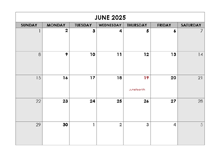 June 2025 Printable Calendar