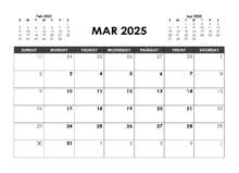 March 2025 Calendar Free Printable