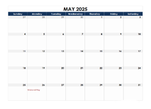 May 2025 Blank Calendar